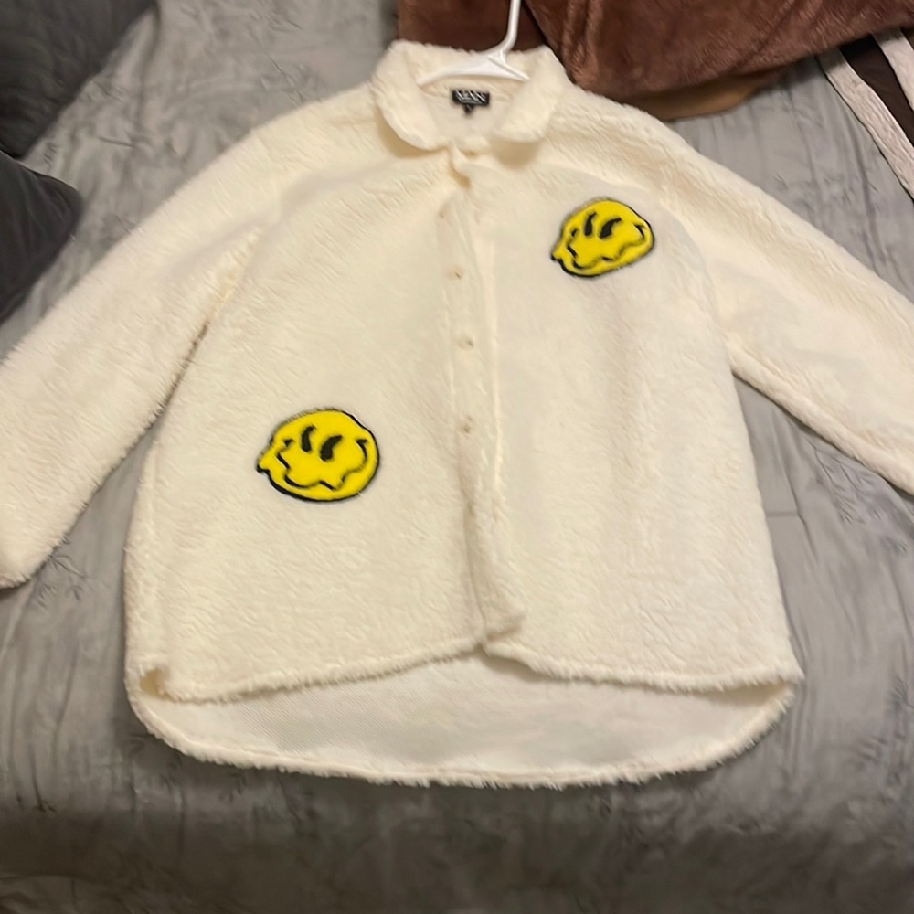 furry mens jacket size large from boohooMAN beautiful condition